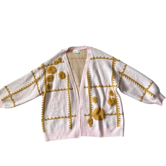 Anthropologie Catherine Floral Shine Cardigan Pink Size One Size - Picture 10 of 12